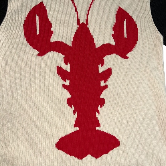 tibi FABULOUS resort wear cotton HOLIDAY LOBSTER intarsia knit sweater L - Picture 4 of 4